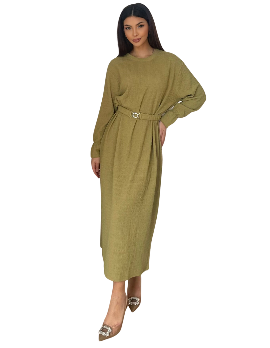 Alina dress – damesjurk in zwart, beige, gebroken wit of lime – foto 4