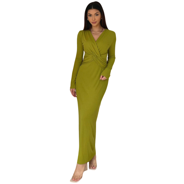 Reem Dress – damesjurk in beige of lime, maat S, M en L – foto 2