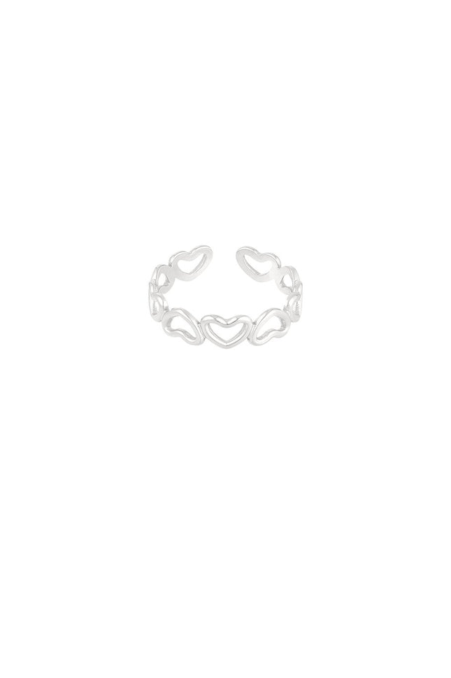 Love All Over hartjes ring – zilverkleurig stainless steel, one size