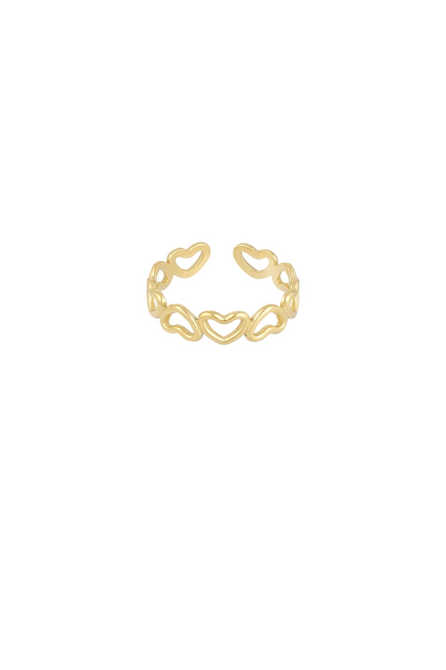 "Love All Over" Gouden Hartjes Ring - Stainless Steel - One Size - Romantisch Sieraad - 1.20g - Perfect Cadeau