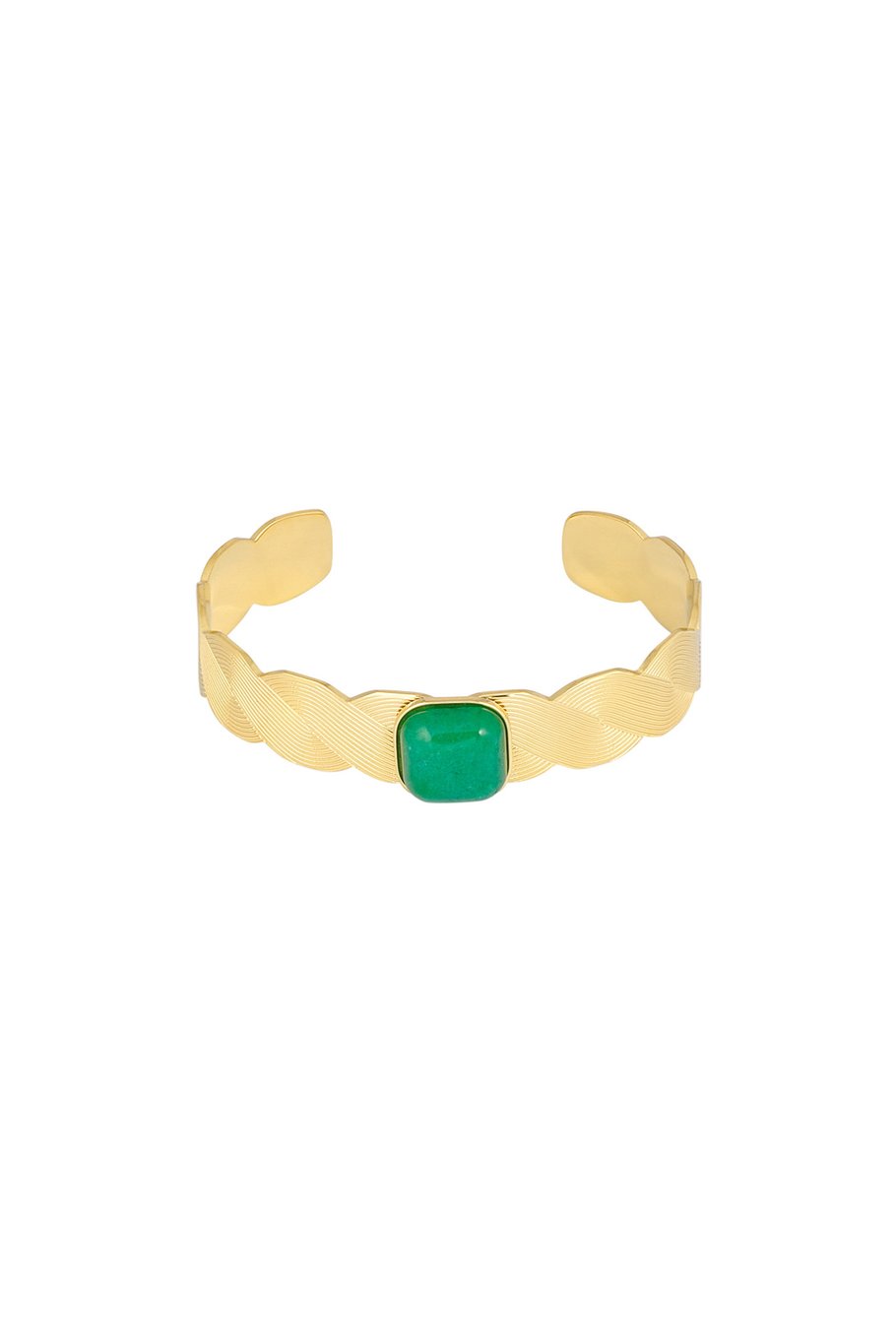 Bohemian armband goudkleurig stainless steel met groene steen – unisex