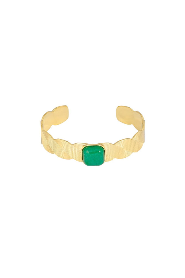 Bohemian armband goudkleurig stainless steel met groene steen – unisex