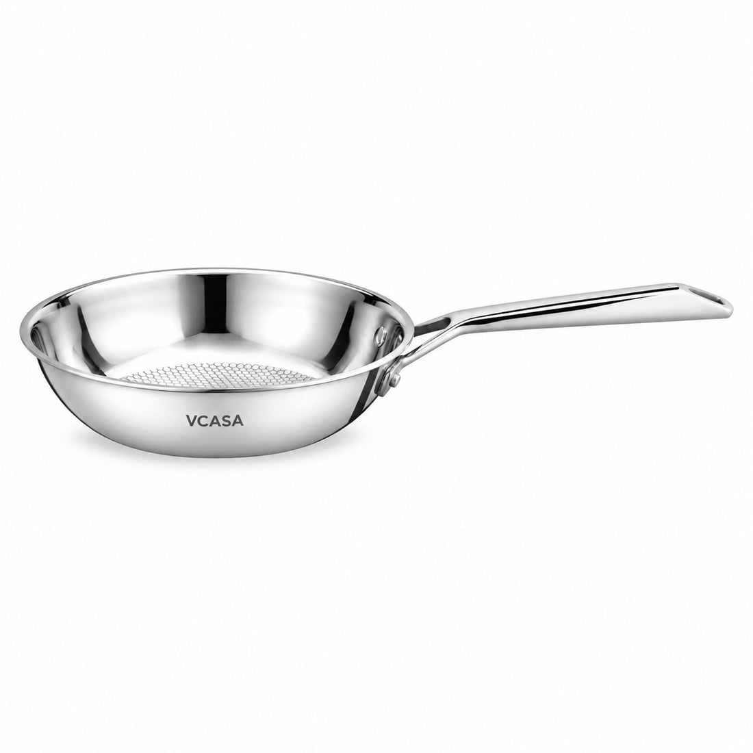 Vcasa rvs koekenpan 20 cm, tri-ply met honingraatstructuur, Velora