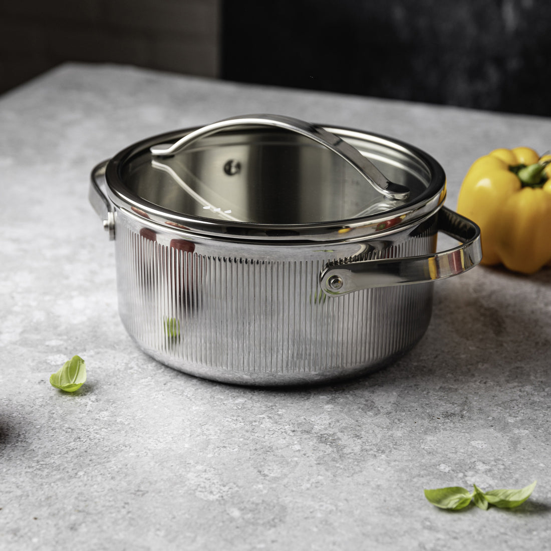 Vcasa kookpan 20 cm met afgietdeksel, 3 liter, 304 rvs tri-ply, Velora