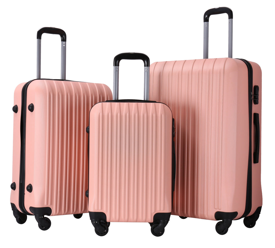 Kofferset roze 3-delig – harde ABS koffers S, M en L met 360° wielen