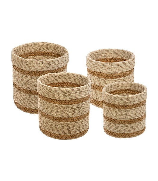 Atmosphera opbergmanden Seagrass, set van 4 – jute en riet, wit/naturel