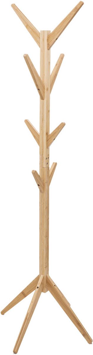 5Five staande kapstok van bamboe met 8 haken – beige, 178 x 60 x 60 cm