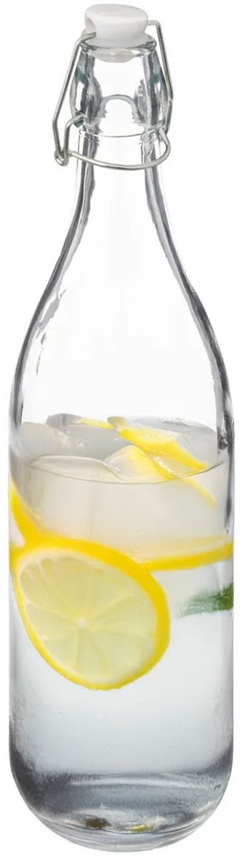 5Five beugelfles van glas, 1 liter – luchtdichte weckfles en waterfles
