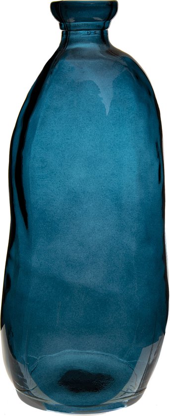 Atmosphera bloemenvaas Pisa – organische flesvorm, blauw glas, 36 x 15 cm – foto 2