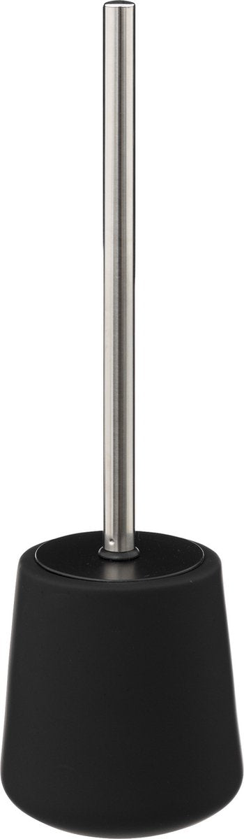 5Five WC- / toiletborstel met houder - zandsteen - zwart - rond - 39 cm