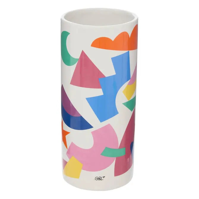 Keramische vaas 30 cm – kleurrijke vaas van keramiek met abstract patroon