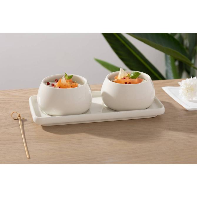 Secret de Gourmet Nora aperitiefset – 2 schaaltjes op dienblad, wit – foto 4