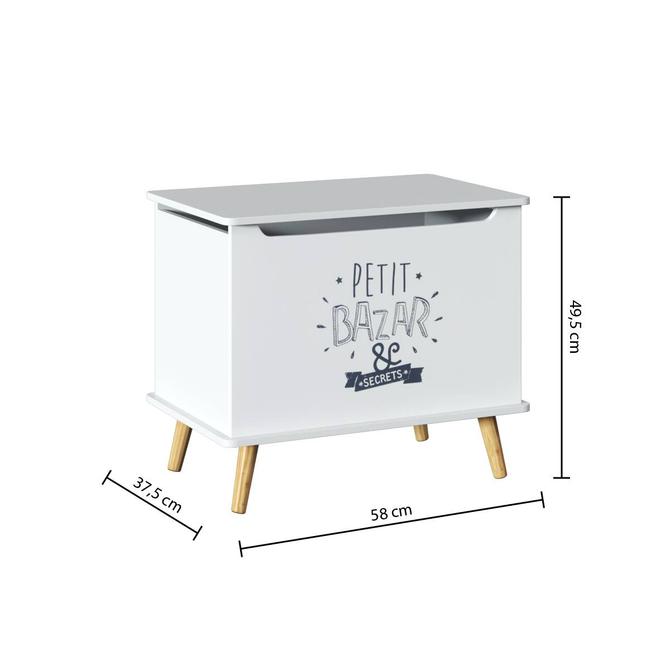 Houten opbergkist voor kinderen – grijs en wit, 58 x 38 x 38 cm – foto 4