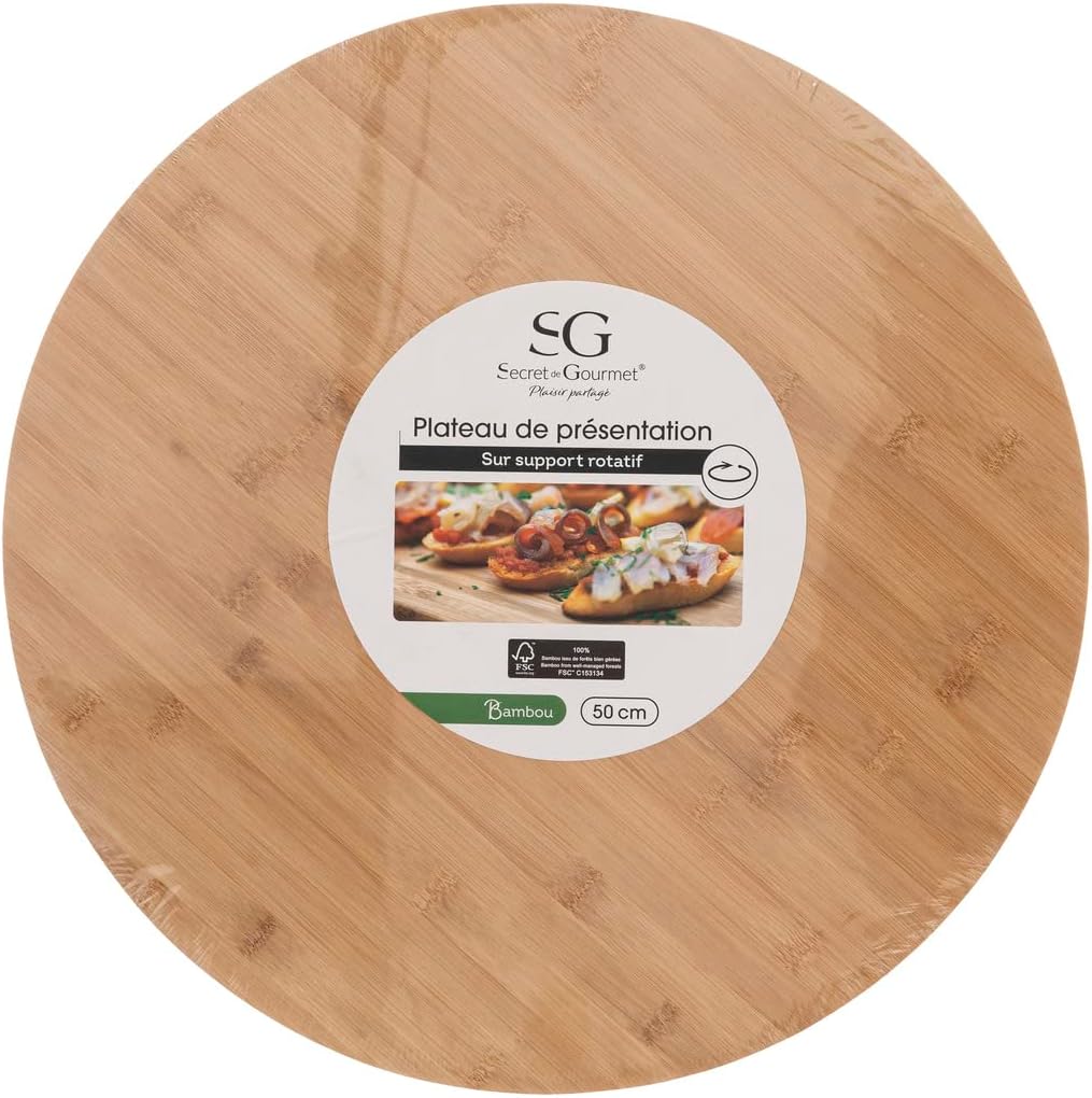 Secret de Gourmet draaiplateau 50 cm – bamboe serveer- en borrelplank – foto 2
