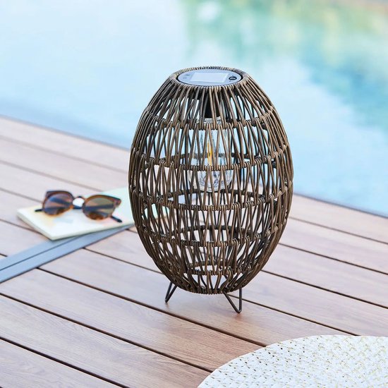 Atmosphera solar tafellamp voor buiten – uitgesneden patroon, beige/bruin, 32 cm – foto 2