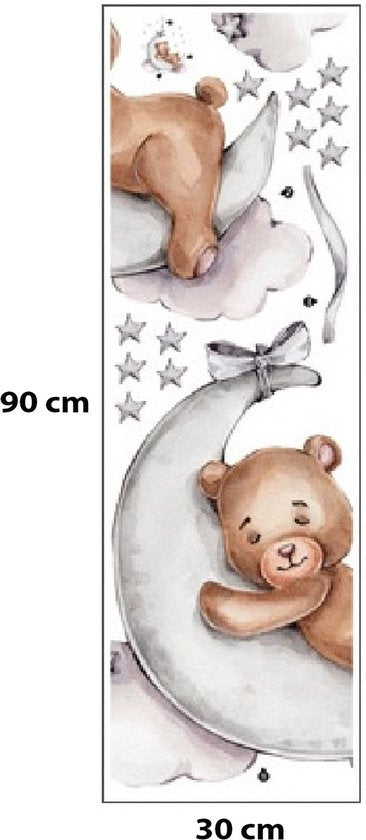 Sipo Sticker mural Ours sur la lune - Décoration murale spatiale adhésive pour chambre d'enfant - 72 x 57 cm - Sticker mural Espace avec étoiles et lune