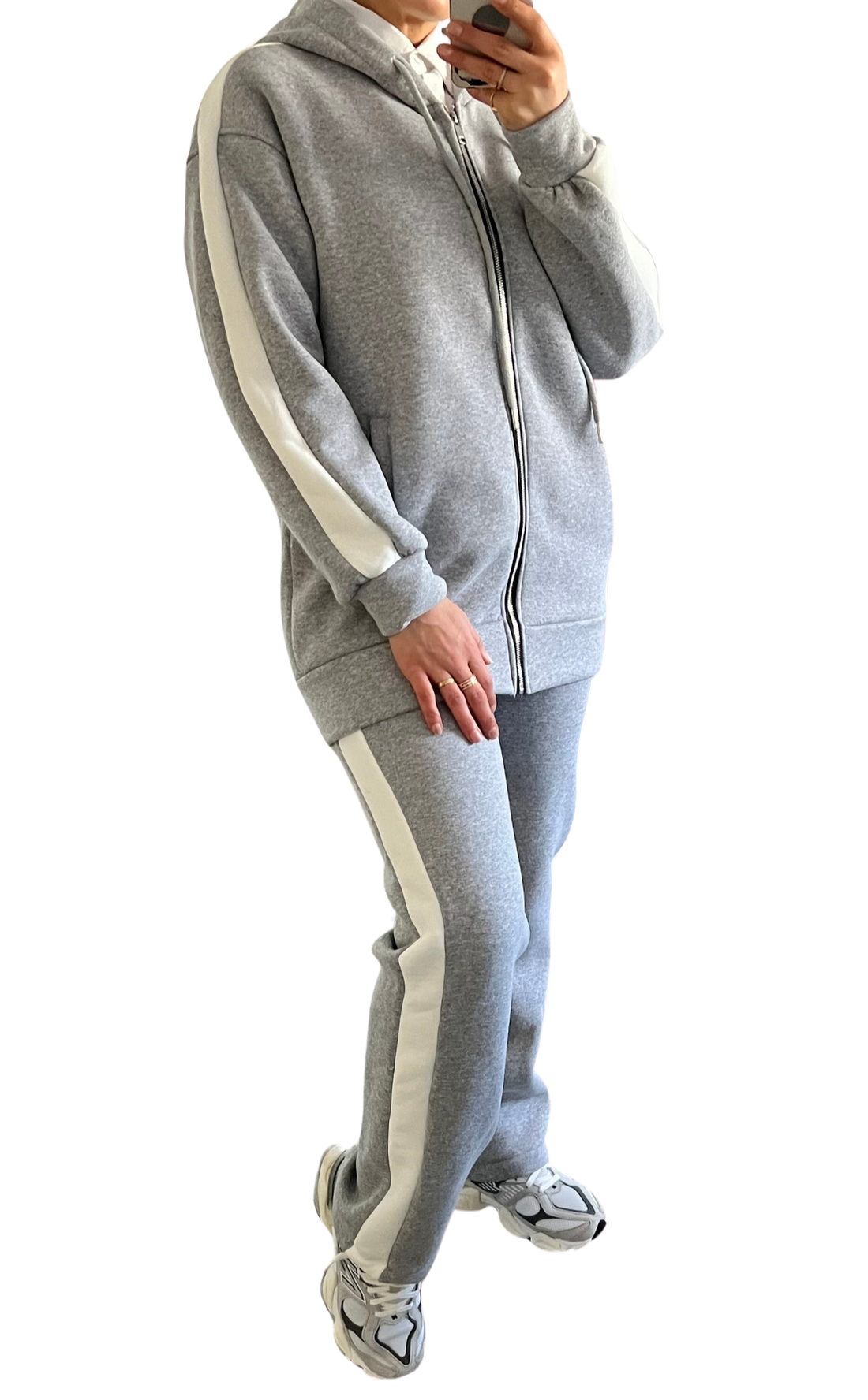 Comfy Jogger Set – oversized joggingpak dames met rits, zwart, grijs of khaki – foto 5