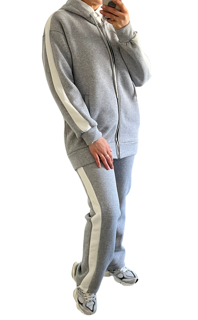 Comfy Jogger Set – oversized joggingpak dames met rits, zwart, grijs of khaki – foto 5