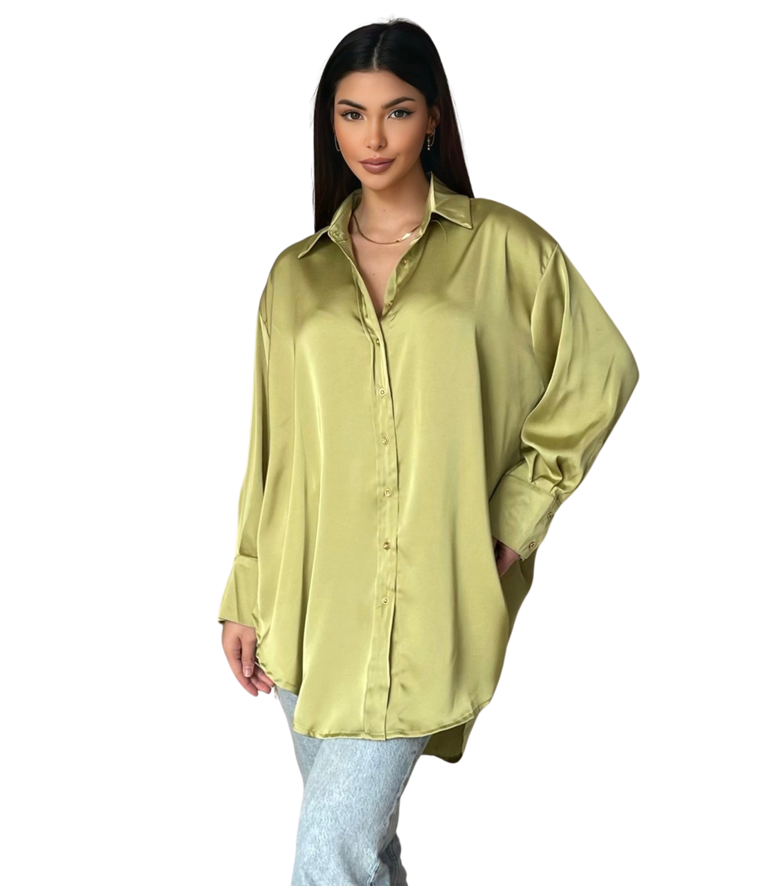 Alice blouse voor dames – in taupe, turquoise of lime – foto 6
