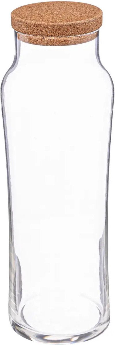 Secret de Gourmet glazen waterkaraf met kurk – 1 liter, 26 cm hoog