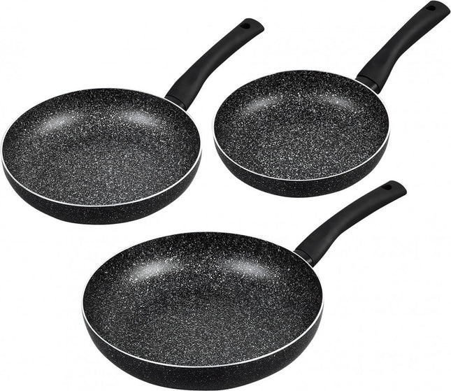 Kinghoff 1562 - 3 delige pannenset - zwart marmer - Ø20 / 24 / 28 cm