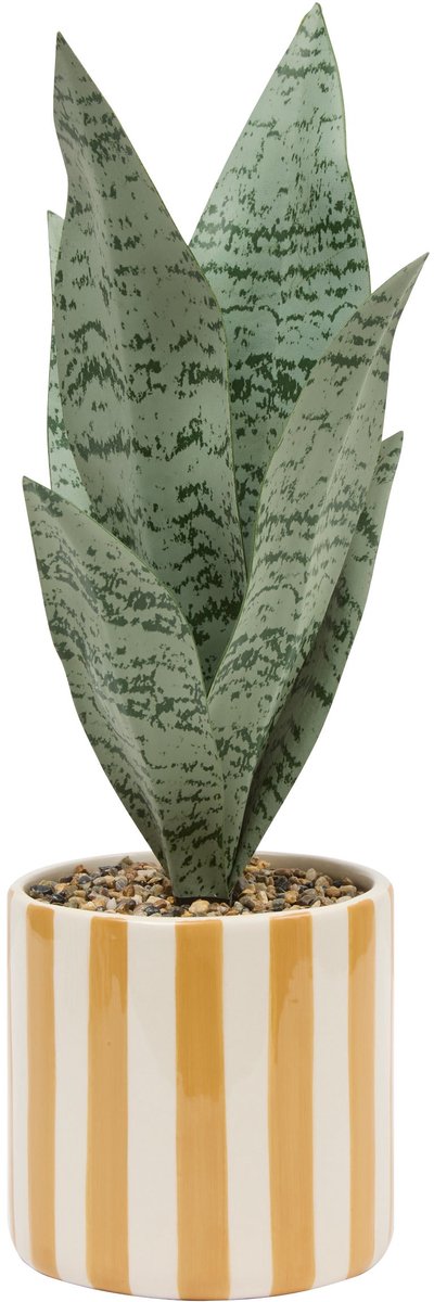 Atmosphera kunstplant Sansevieria Chéri in gestreepte pot – oranje, 38 cm