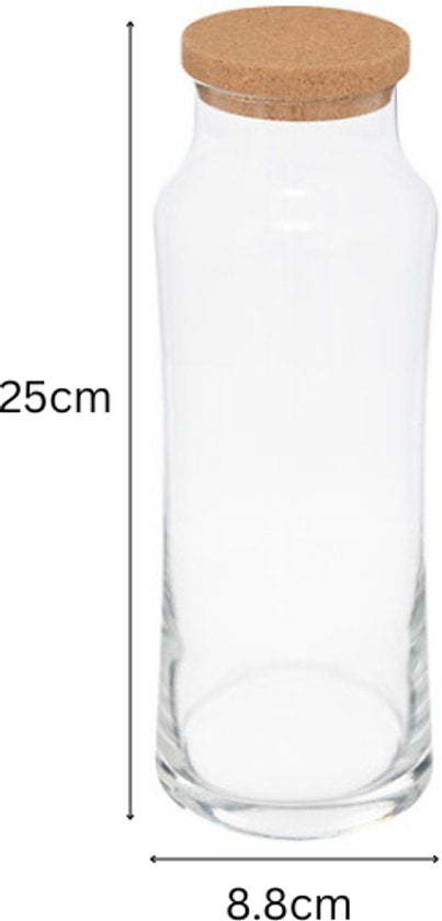 Glazen waterkaraf 1 liter, set van 2 – slanke schenkkaraf van 25 cm hoog – foto 5