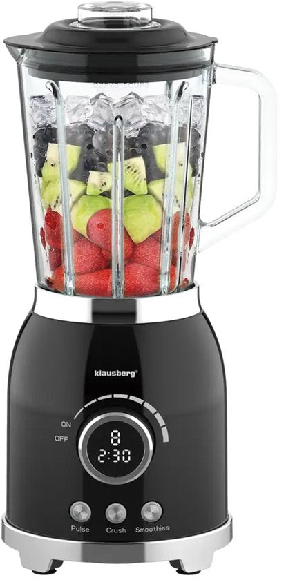 Klausberg blender met ijscrusher – glazen kan van 1,5 liter, 600 W, zwart