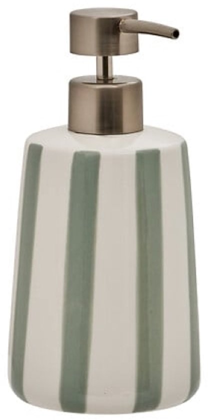 Distributeur de savon Strio - Pompe à savon - Lot de 2 - Accessoire de salle de bain et cuisine de luxe - 400 ml - Ø8,6 x 17,3 cm - Dolomite - Vert céladon