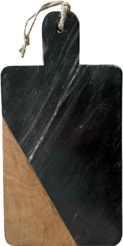 Secret de Gourmet snij- en serveerplank zwart marmer en mangohout, 30 x 15 cm – foto 5