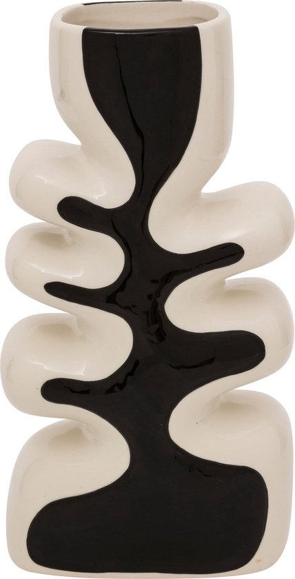 Vase en céramique Atmosphera Twisted Lime - 9x28x15cm - Noir / beige