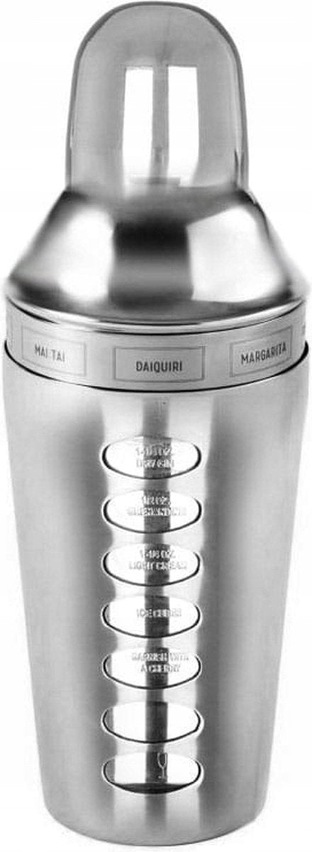 Kinghoff 1393 cocktailshaker van RVS – 600 ml, met 8 draaibare recepten