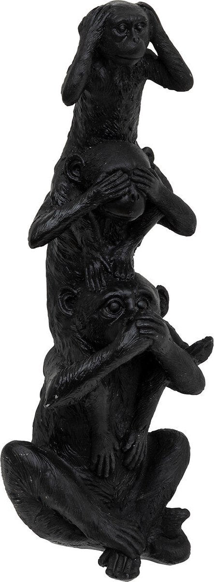 Atmosphera beeldje horen, zien en zwijgen – 3 aapjes, zwart, Ø 8 x 25 cm