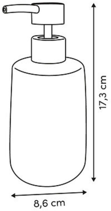 Keramische zeepdispenser celadongroen met strepen – hoog model, 17,3 cm – foto 2