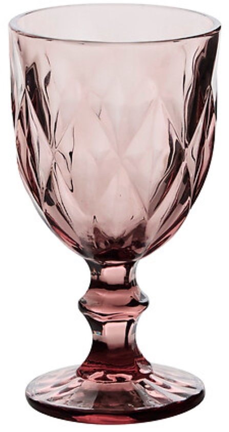 Glasses - Cocktail Glass - Set of 6 - Glassware - Elegant Design - For Wine & Festive Occasions - Dishwasher Safe - 235 ml - Pink