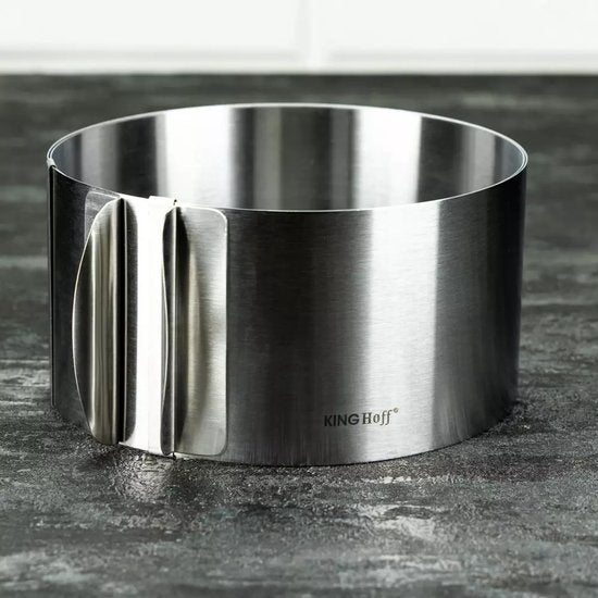 Kinghoff Verstelbare Taartring - Roestvrijstalen Taartvorm Ø16-30 cm x 8, 5 cm (KH4614) - Uitbreidbaar en Geschikt voor Verschillende Taartformaten