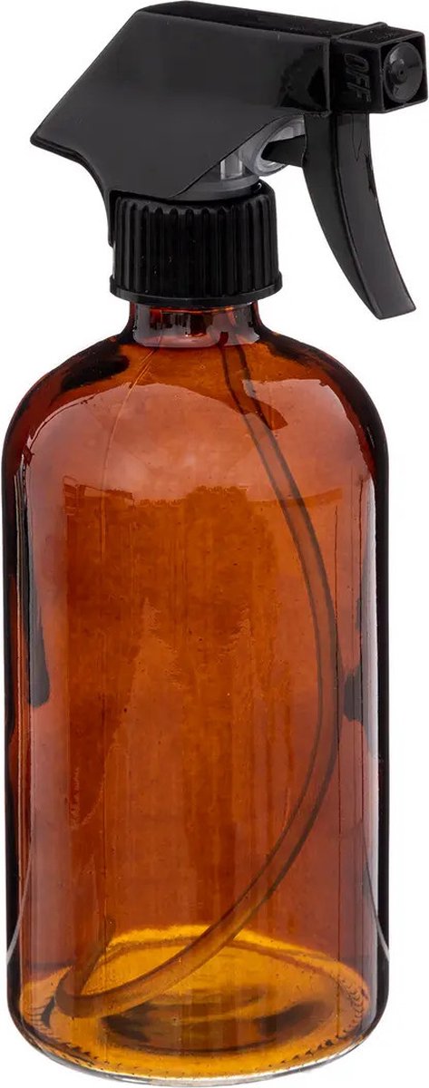 5Five plantenspuit van glas 450 ml – bruin met zwarte verstuiverkop, 21 cm