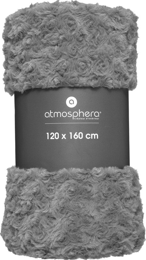 Atmosphera plaid met geknoopt motief – donkergrijs, polyester, 120 x 160 cm – foto 2