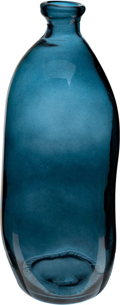 Atmosphera bloemenvaas Pisa – flesvorm van blauw gerecycled glas, 51 cm
