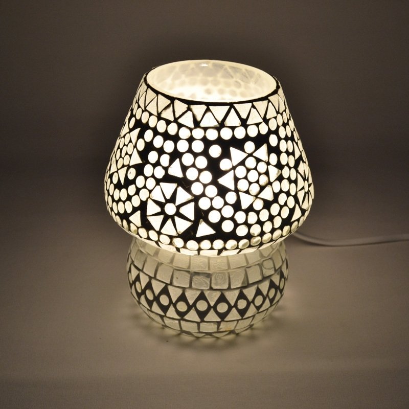 Oriental mosaic mushroom table lamp transparent