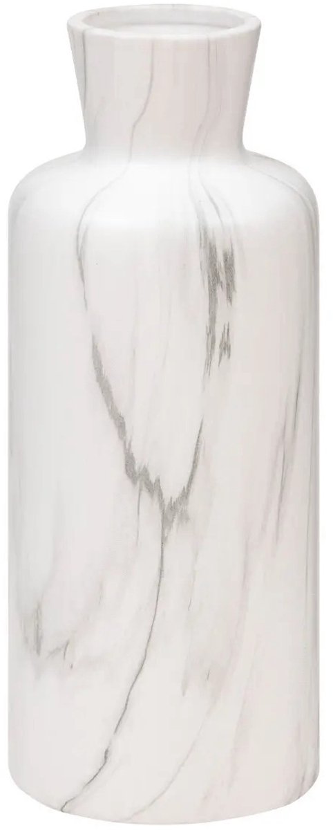 Atmosphera bloemenvaas Sao in marmerlook – mat wit, dolomiet, 12 x 30 cm