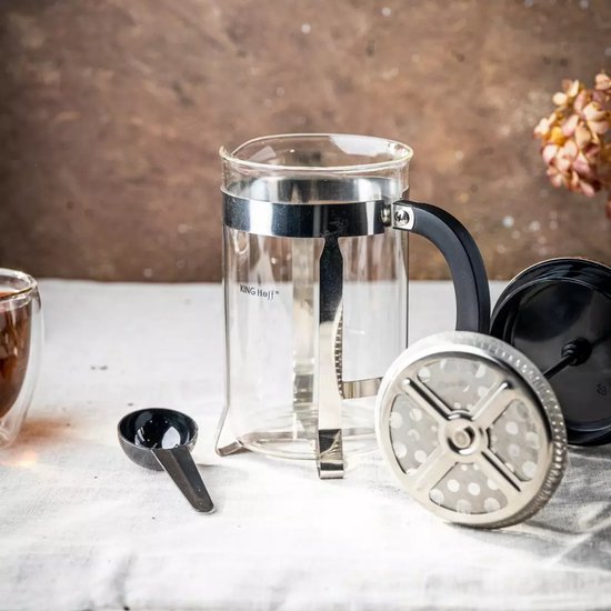 Kinghoff KH4838 Theezetapparaat - Glazen Kan met RVS Infuser - 0, 8 Liter - Afwasmachinebestendig - Glas