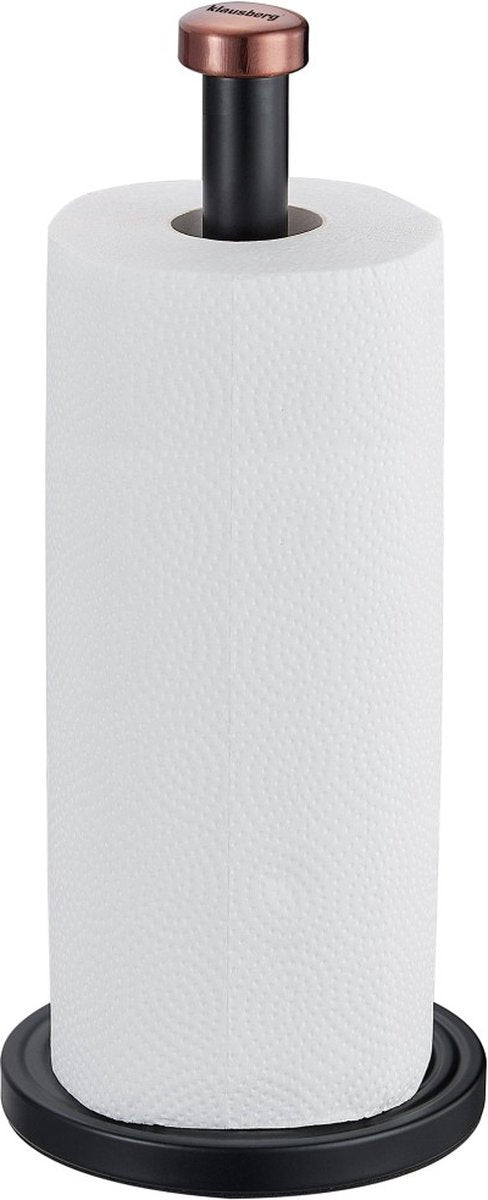 Klausberg 7715 keukenrolhouder zwart – staand, met goudkleurige dop