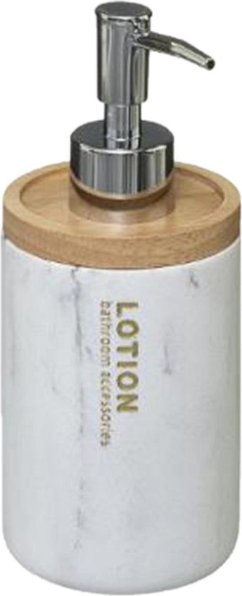 5Five zeeppompje wit marmer look – navulbare zeepdispenser, 272 ml
