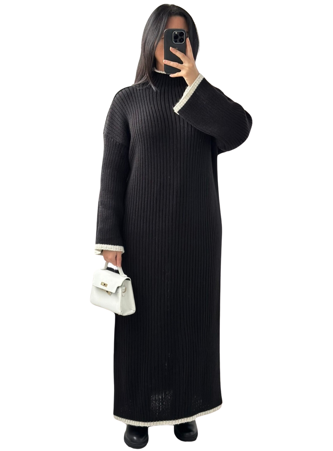 Ribbed Dress – warme geribde truijurk, one size, in zes kleuren – foto 7