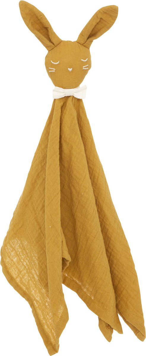 Atmosphera knuffeldoekje konijn – tuttel lapje, zachte pluche, okergeel, 50 cm