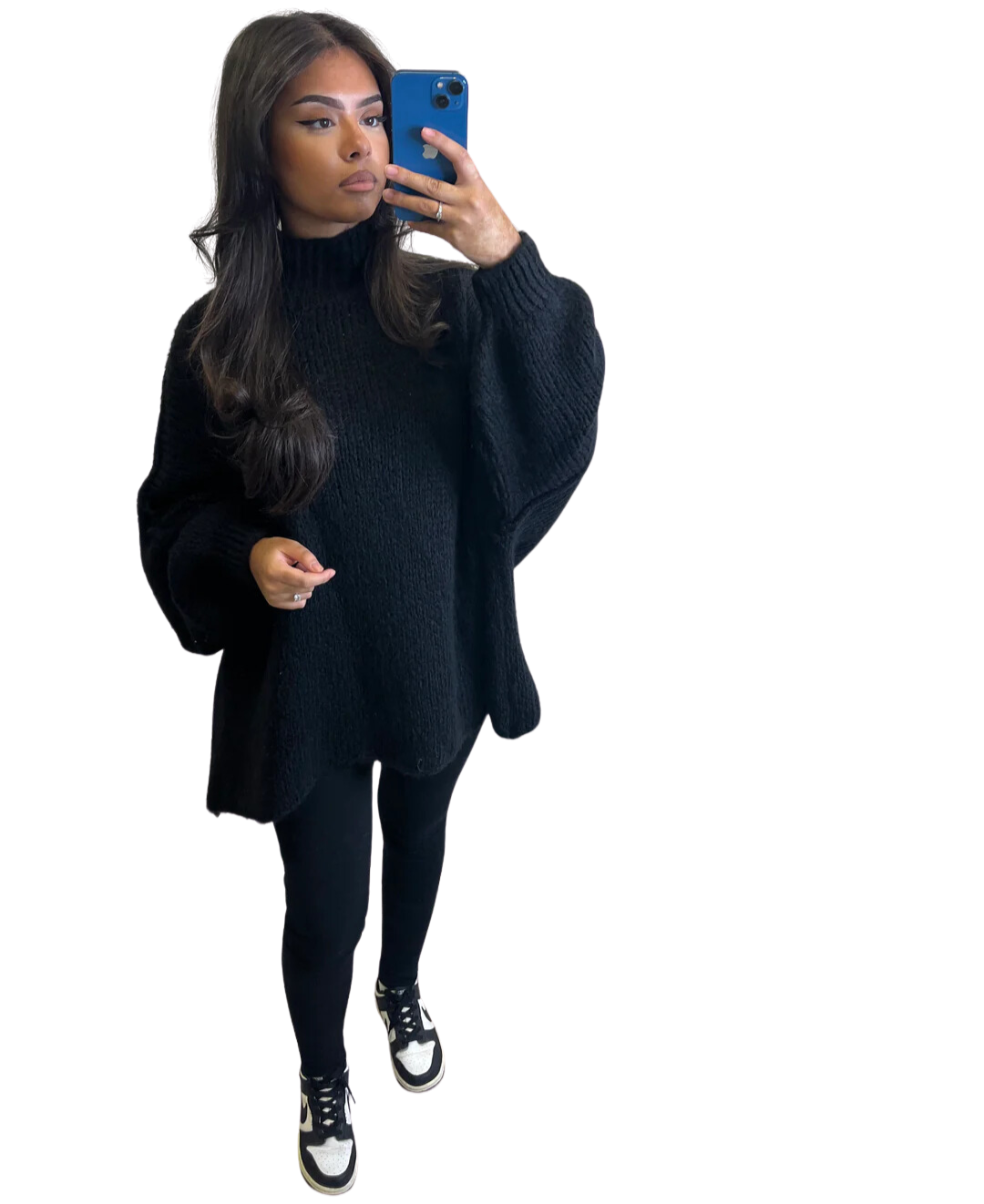 Amaya trui – oversized damestrui van zachte stof, in zwart of beige – foto 3