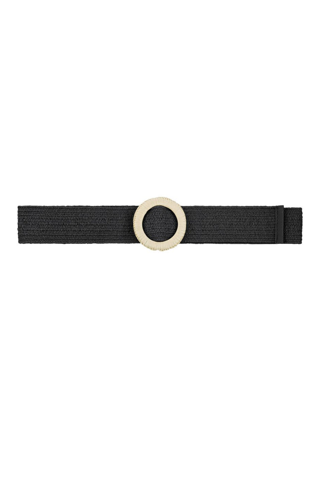 Ibiza riem zwart met beige gesp – polyester, voor dames en heren – foto 2