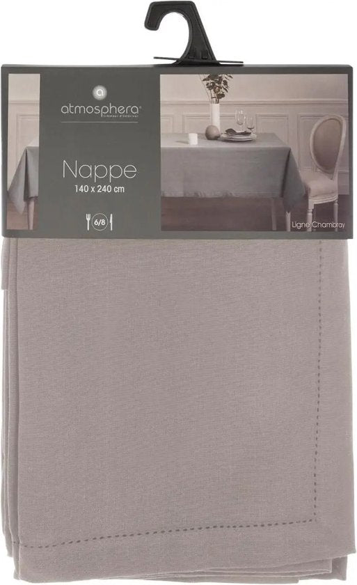 Atmosphera Tablecloth - grey - cotton - 240 x 140 cm - rectangular - table linen