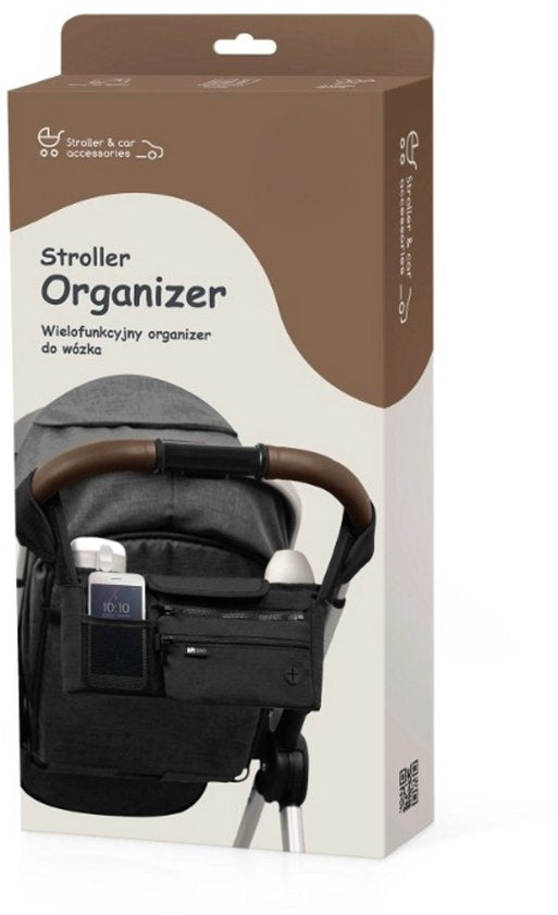 Sipo - Stroller Organizer - Stroller Accessories - Universal Stroller Bag - Multifunctional Stroller Organizer Bag with Compartments & Cup Holders - Shoulder Bag & Storage Bag - Water-repellent - 34 x 14 x 10 cm - Black